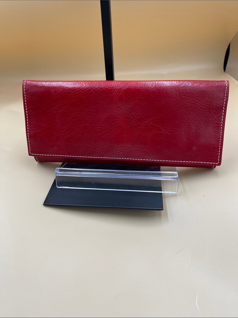 Red Leather Jewelry Wallet for Travel or Purse Comes with Kendra Scott Necklace